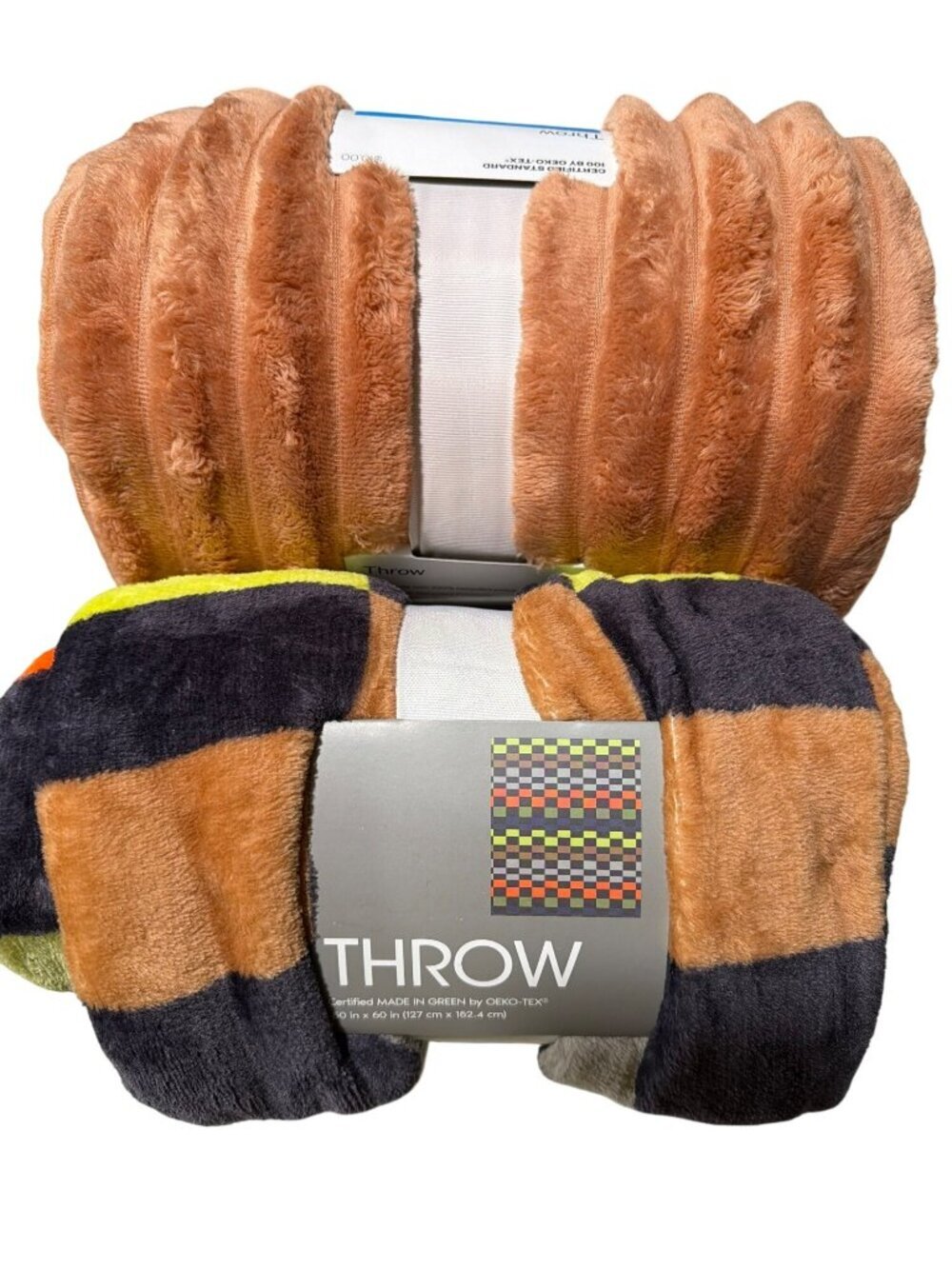 Set Of 2 Soft Throw Blankets 50"x60" 100% Recycled Polyester New College Dorm